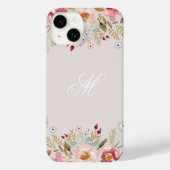 Whimsy Floral Monogram Roze Case-Mate iPhone Case (Achterkant)