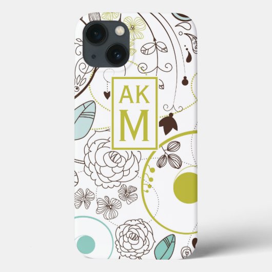 Whimsy Floral Pattern Monogram iPad Mini Case (Achterkant)