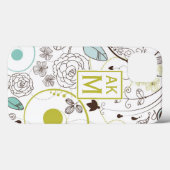 Whimsy Floral Pattern Monogram iPad Mini Case (Achterkant (horizontaal))