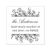 Whimsy Flowers laat familienaam retouradres achter Zelfinktende Stempel (Design)