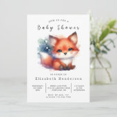 Whimsy Forest Setting Fox Baby shower Kaart (Staand voorkant)