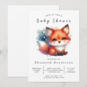 Whimsy Forest Setting Fox Baby shower Kaart (Voorkant / Achterkant)