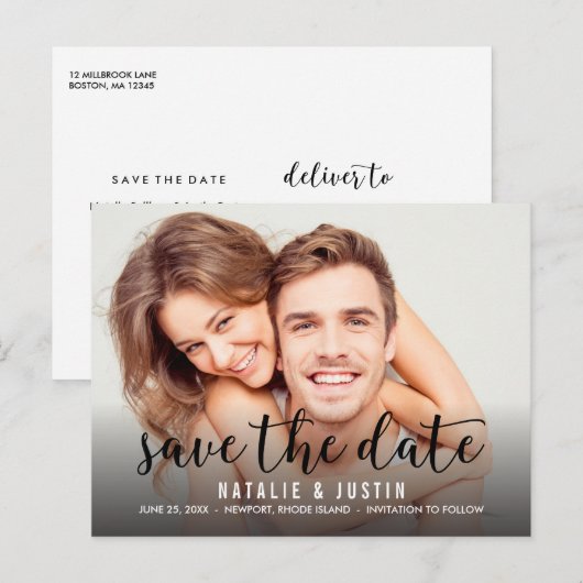 Whimsy Foto Save the Date Announding Aankondigingskaart (Voorkant / Achterkant)