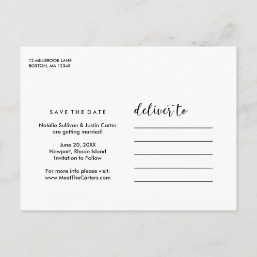 Whimsy Foto Save the Date Announding Aankondigingskaart (Achterkant)