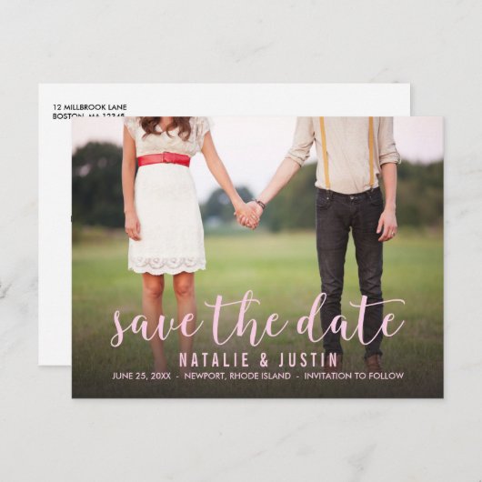 Whimsy Foto Save the Date Announding Aankondigingskaart (Voorkant / Achterkant)