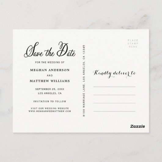 Whimsy Foto Save the Date Announding Briefkaart (Achterkant)