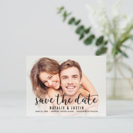 Whimsy Foto Save the Date Announding Briefkaart (Staand voorkant)