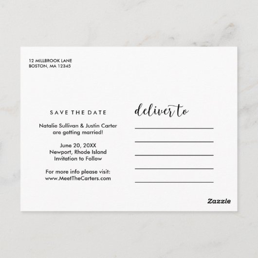 Whimsy Foto Save the Date Announding Briefkaart (Achterkant)