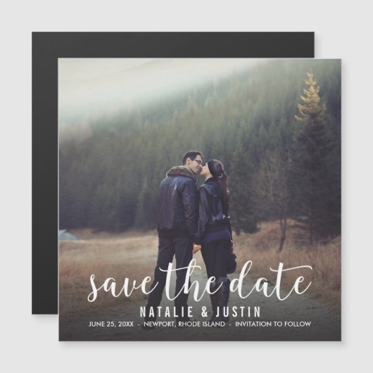 Whimsy Foto Save the Date Announding Magnetische Uitnodiging (Voorkant / Achterkant)