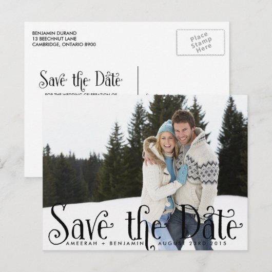 Whimsy Foto Save the Date Briefkaart II (Voorkant / Achterkant)