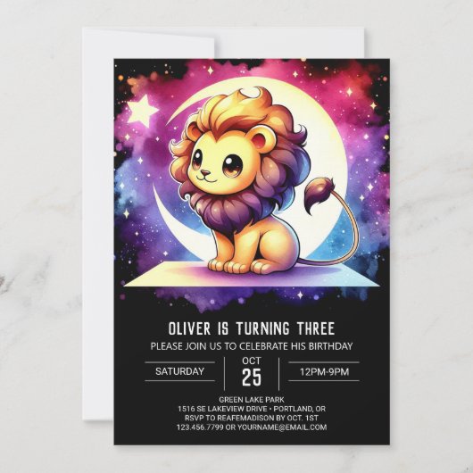 Whimsy Fun Lion Verjaardag Kaart (Voorkant)