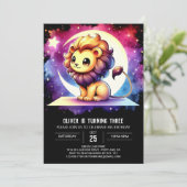 Whimsy Fun Lion Verjaardag Kaart (Staand voorkant)