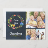 Whimsy Garden Wreath Birthday Photo Card Kaart