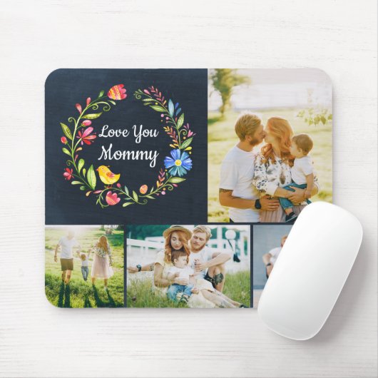 Whimsy Garden WreatMoederdag Foto Gift Mouse Muismat (Met muis)