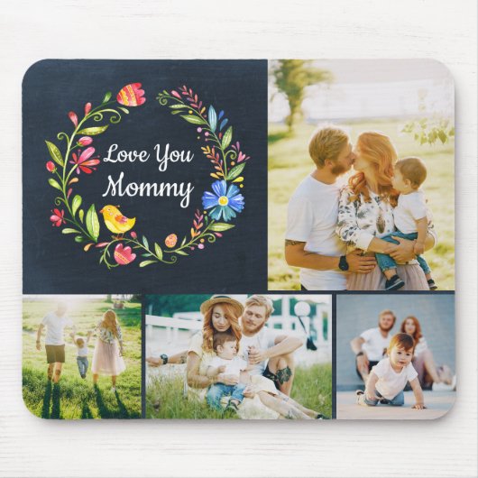 Whimsy Garden WreatMoederdag Foto Gift Mouse Muismat (Voorkant)