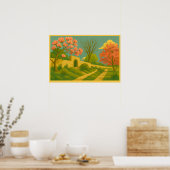 Whimsy Gate – gestileerde tuinpad schilderij Poster (Keuken)