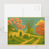 Whimsy Gate – Stylized Garden Path Painting Briefkaart (Voorkant / Achterkant)