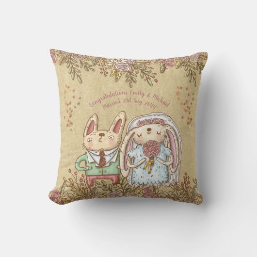 Whimsy Gepersonaliseerde Trouw Bruid Bruidegom Lan Kussen (Voorkant)