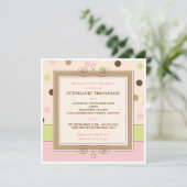 Whimsy Girl Pink Polka Dot Baby shower Invitation Kaart (Staand voorkant)