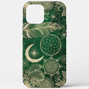 Whimsy Gold en Green Dreamweaver Feathers Mandala Case-Mate iPhone Case