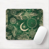 Whimsy Gold en Green Dreamweaver Feathers Mandala Muismat (Met muis)