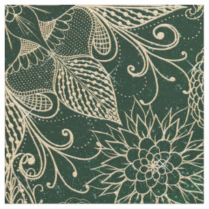 Whimsy Gold en Green Dreamweaver Feathers Mandala Stof