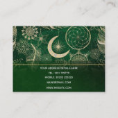 Whimsy Gold en Green Dreamweaver Feathers Mandala Visitekaartje (Achterkant)