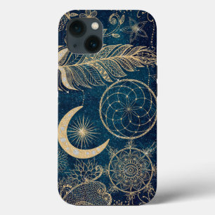 Whimsy Gold Glitter Drocatcher Feathers Mandala Case-Mate iPhone Case