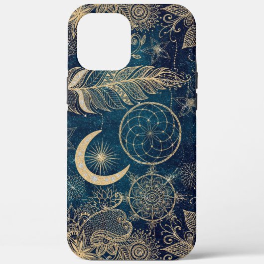 Whimsy Gold Glitter Drocatcher Feathers Mandala Case-Mate iPhone Case (Achterkant)