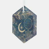 Whimsy Gold Glitter Drocatcher Feathers Mandala Glas Ornament (Voorkant links)