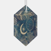 Whimsy Gold Glitter Drocatcher Feathers Mandala Glas Ornament (Voorkant Rechts)