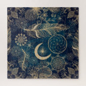 Whimsy Gold Glitter Drocatcher Feathers Mandala Legpuzzel (Verticaal)
