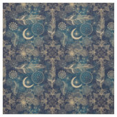 Whimsy Gold Glitter Drocatcher Feathers Mandala Stof (Swatch)