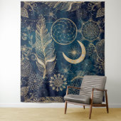 Whimsy Gold Glitter Drocatcher Feathers Mandala Wandkleed (In situ)