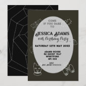 Whimsy gothic verjaardagsfeestje kaart (Voorkant / Achterkant)