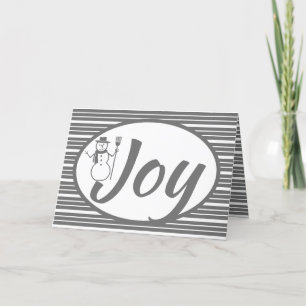 Whimsy Grey and White Stripe Snowman Thema Feestdagen Kaart