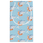 Whimsy haai waterverf schilderij kunst blauw sinaa klein cadeauzakje (Achterkant)