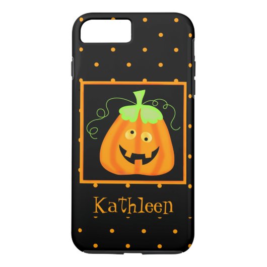 Whimsy Halloween Pumpkin Black Name Persoonlijk Case-Mate iPhone Case (Achterkant)