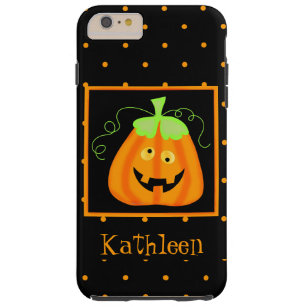 Whimsy Halloween Pumpkin Black Name Persoonlijk Tough iPhone 6 Plus Hoesje