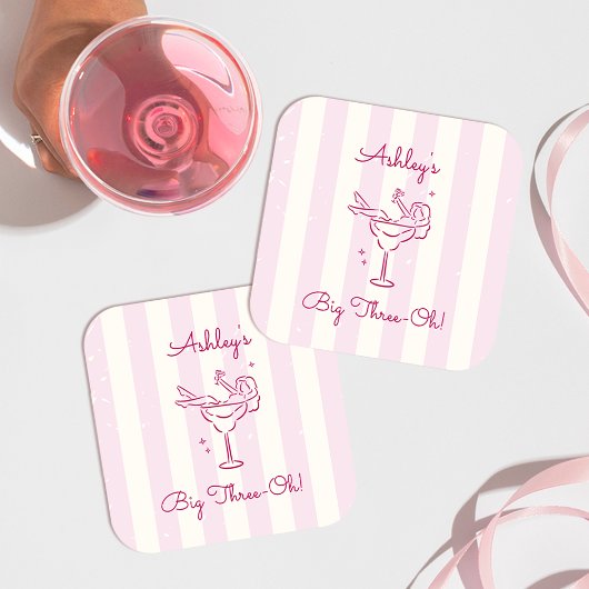 Whimsy Hand Drawn Margarita Cocktail 30th Birthday Kartonnen Onderzetters