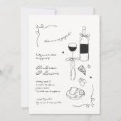 Whimsy Hand Getrokken Liefde En Pizza Engagement P Kaart (Voorkant)