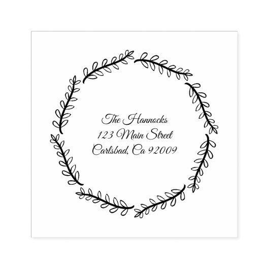 Whimsy hand getrokken verlaat familieadres rubberstempel (Afrduk)