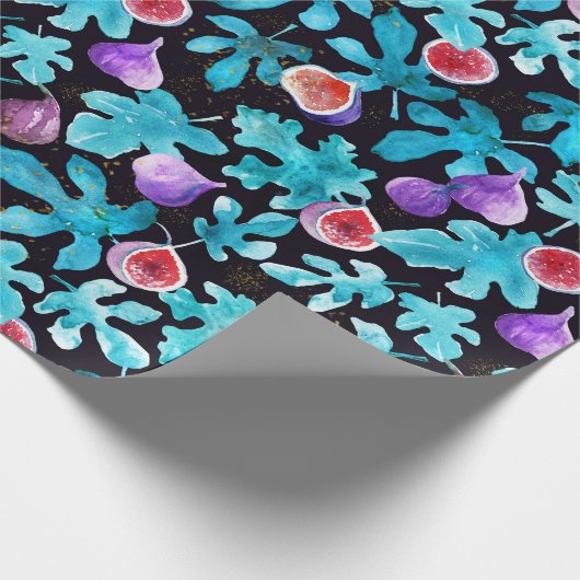 Whimsy Hand-getrokken Waterverf Vijgen Fruit Blade Cadeaupapier (Hoek)