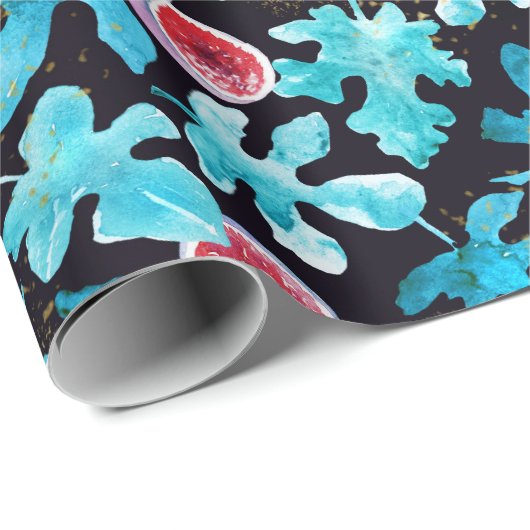 Whimsy Hand-getrokken Waterverf Vijgen Fruit Blade Cadeaupapier (Rol Hoek)