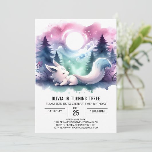 Whimsy Happy Wolf Verjaardag Kaart (Staand voorkant)