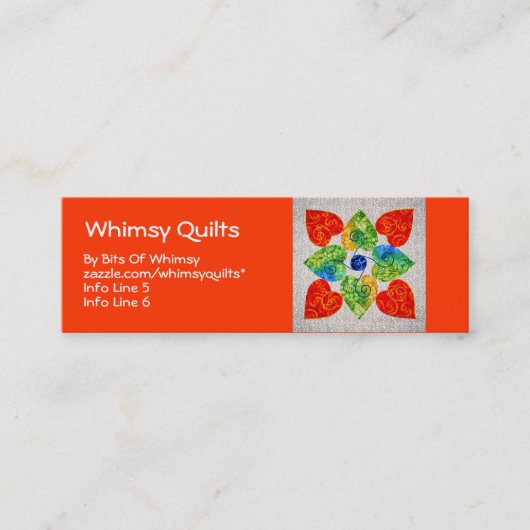 Whimsy Hearts Quilt - Blok #1 Mini Visitekaartje (Voorkant)
