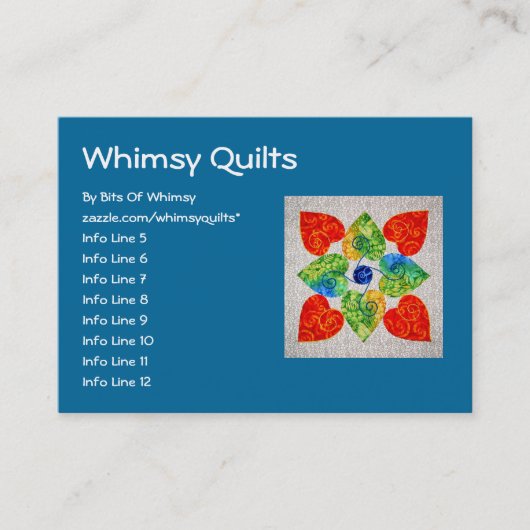 Whimsy Hearts Quilt - Blok #1 Visitekaartje (Voorkant)