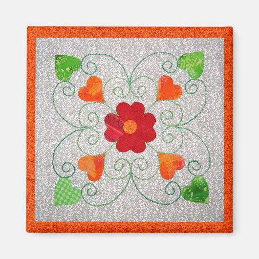 Whimsy Hearts Quilt - Blok #2 Magneet (Voorkant)