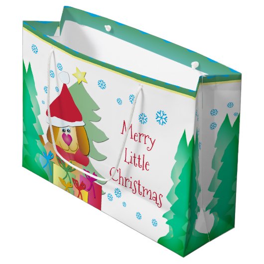 Whimsy Holiday Puppy Dog Groot Cadeauzakje (Voorkant Gekanteld)