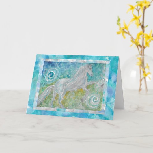 Whimsy Horse Play 2 Lege Vouwkaart 5x7 Kaart (Gele Bloem)